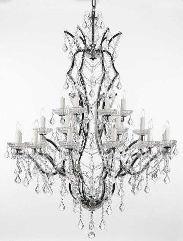 Nineteenth C. Baroque Iron & Crystal Chandelier Lighting H 52" X W 41" - A500-996/25