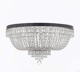 Set of 2-1 French Empire Crystal Chandelier Lighting H30" X W24" w/Dark Antique Finish! and 1 French Empire Crystal Flush Chandelier Lighting H18" X W24" w/Dark Antique Finish! - 1EA CB/870/9 + 1EA FLUSH/CB/870/9 A500-