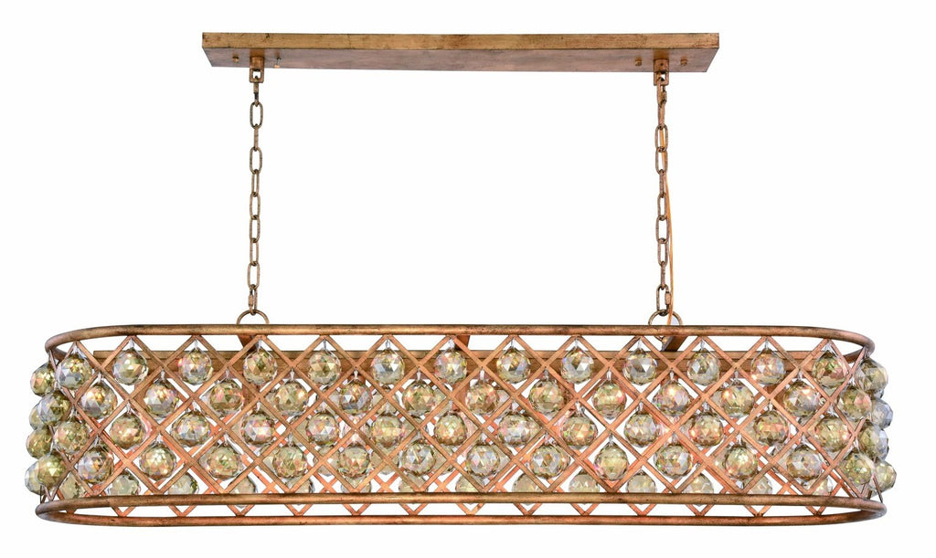 ZC121-1216G50GI-GT/RC - Urban Classic: Madison 7 light Golden Iron Chandelier Golden Teak (Smoky) Royal Cut Crystal