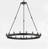 Wrought Iron Vintage Barn Metal Castile One Tier Chandelier Chandeliers Industrial Loft Rustic Lighting W 38" H 40" - A500-3428/18