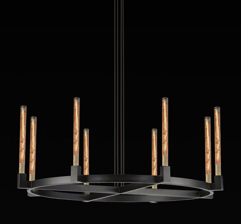 Corsica Round Chandelier 48" Vintage Barn Metal Industrial Loft Rustic Lighting Great for Living Room, Dining Room, Foyer and Entryway - A500-CB/4462/8