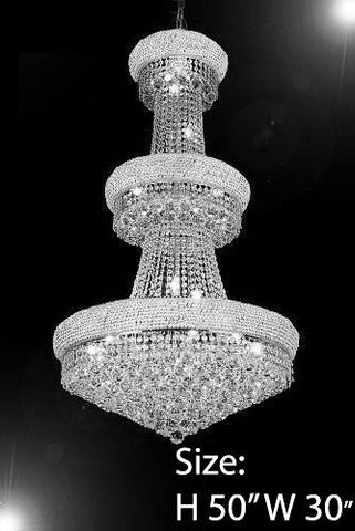 Empire Chandelier Lighting W/ Swarovski Crystal H50" X W30" - Perfect For An Entryway Or Foyer - A500-Silver/541/24Sw